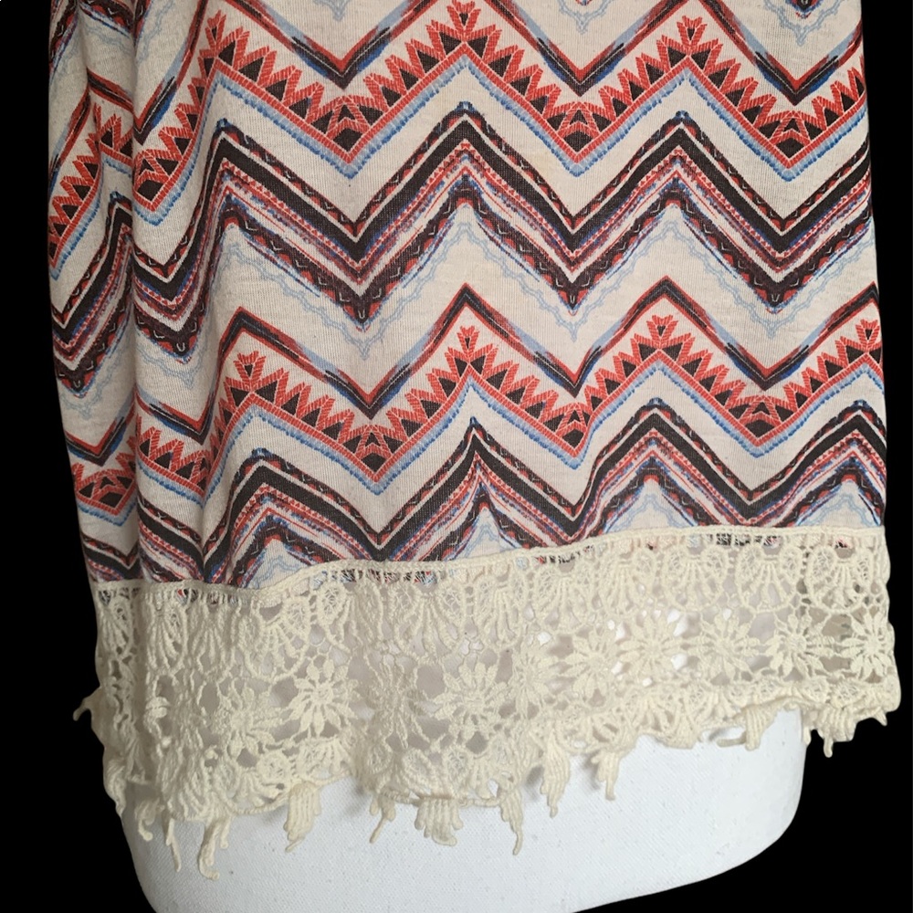 $3 Xhilaration Aztec Lace Hem Cropped Tank - Picture 4 of 6